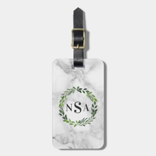 大理石水彩リースモノグラム ラゲッジタグ (正面縦)