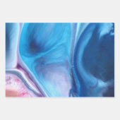 大理石水彩混合青、紫、ピンク  ラッピングペーパーシート (正面3)