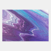 大理石水彩混合青、紫、ピンク  ラッピングペーパーシート (正面2)