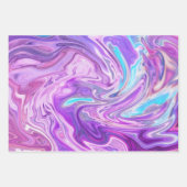 大理石水彩混合青、紫、ピンク  ラッピングペーパーシート (正面)