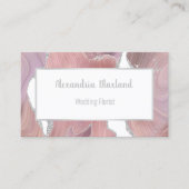 大理石波ピンク銀白色ビジネスカード 名刺 (正面)