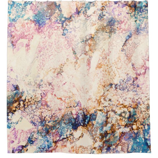 大理石流体抽象芸術パターン シャワーカーテン (正面)