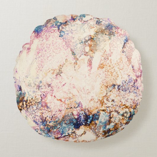 大理石流体抽象芸術パターン ラウンドクッション (正面)