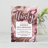 大理石流体金ゴールドバーガンディーピンク30歳の誕生日 招待状 (スタンド正面)