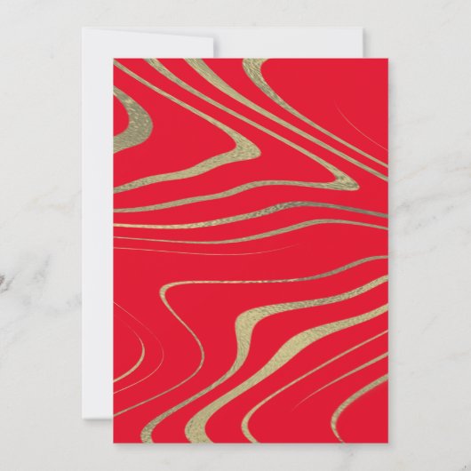 大理石液体金ゴールドアゲートタイポグラフィ結婚ズ 招待状 (裏面)