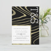 大理石液体金ゴールドアゲートタイポグラフィ結婚ズ 招待状 (スタンド正面)