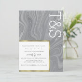大理石液状グレーアゲートタイポグラフィ結婚ズ 招待状 (スタンド正面)