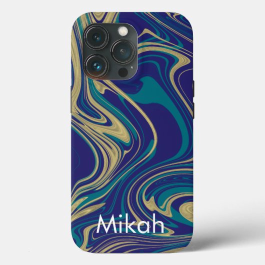 大理石液状偽金青緑色 Case-Mate iPhoneケース (裏面)