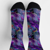 大理石深い紫 – 青と金ゴールドアクセント ソックス (上部)