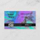 大理石灰トレンディーホログラムインスタグラムQrコード 名刺