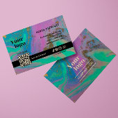 大理石灰トレンディーホログラムインスタグラムQrコード 名刺