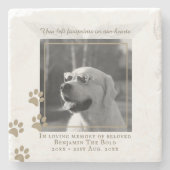 大理石犬メモリアルフォトプラーク天使の翼 ストーンコースター (正面)