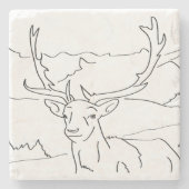 大理石独身のトナカイ海岸 ストーンコースター (正面)
