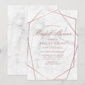 大理石玫瑰金简单几何婚前派对 招待状 (正面/裏面)