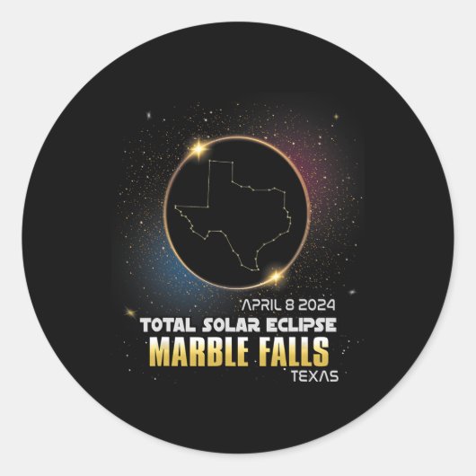 大理石秋テキサス州太陽のトータルEclipse 2024 1 ラウンドシール (正面)