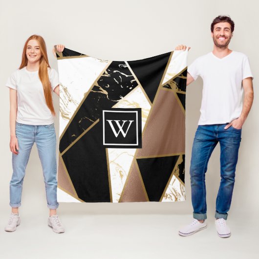 大理石箔幾何学的モザイク フリースブランケット (インサイチュ)