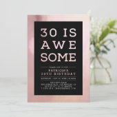 大理石粉色现代字体30岁生日派对 招待状 (スタンド正面)