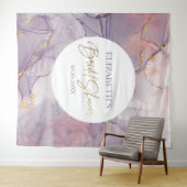 大理石紫とピンクのブライダルシャワーモダン背景 タペストリー (インサイチュ(横))