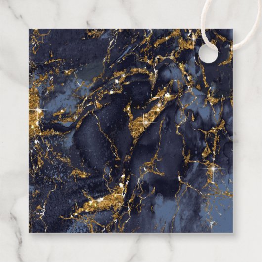 大理石結婚グリッターの感謝していネイビーブルー金ゴールドID644 フェイバータグ (裏面)