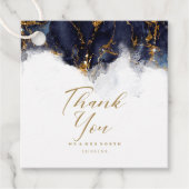 大理石結婚グリッターの感謝していネイビーブルー金ゴールドID644 フェイバータグ (正面)