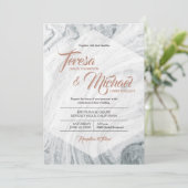 大理石結婚式招待状、ロフェイクゼゴルド、ポリゴン 招待状 (スタンド正面)