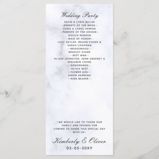 大理石結婚式 プログラム (裏面)