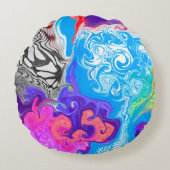 大理石絵を描デジタルアートの効果 ラウンドクッション (正面)
