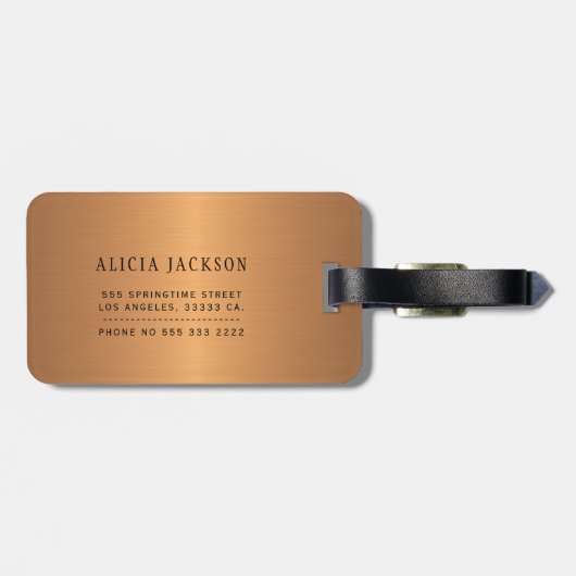 大理石絵画抽象芸術銅黒モノグラムの ラゲッジタグ (裏面横)