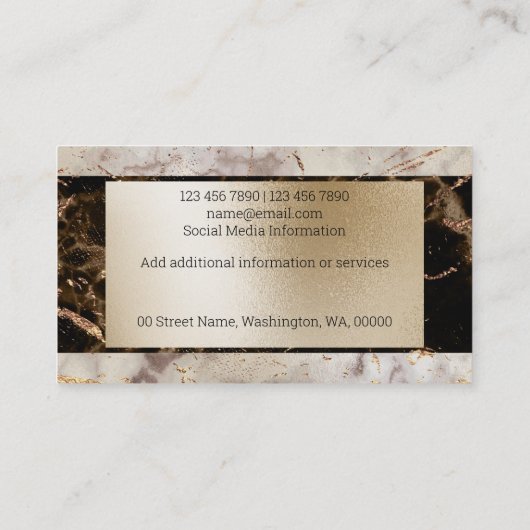 大理石署名の茶色花崗岩金ゴールド箔斑点 名刺 (裏面)