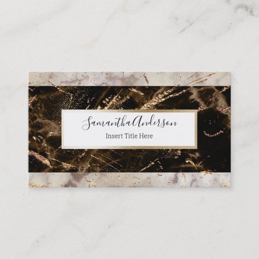 大理石署名の茶色花崗岩金ゴールド箔斑点 名刺 (正面)
