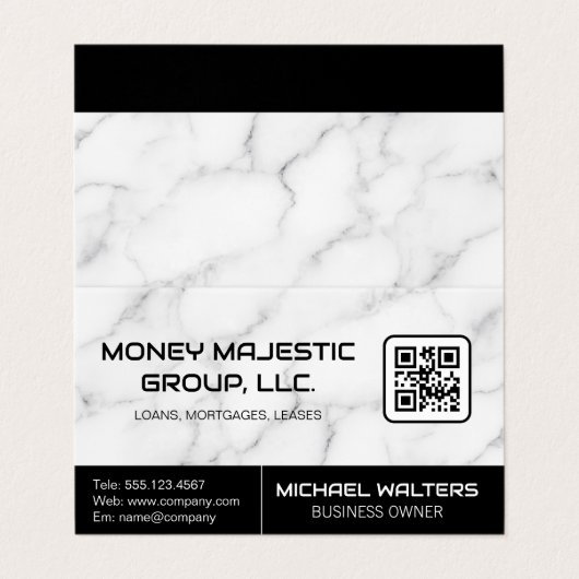 大理石背景 | QRコード名刺 名刺 (外部フラット)