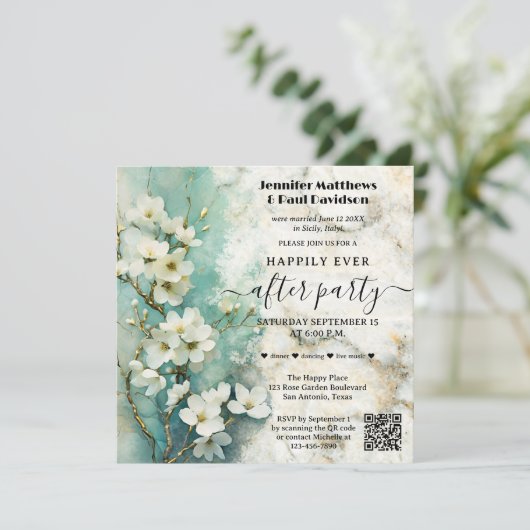 大理石芸術的のフローラが後に楽しく結婚続く 招待状 (スタンド正面)