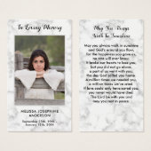 大理石葬儀記念写真悔やみや弔慰祈りの言葉カード (正面&裏面)