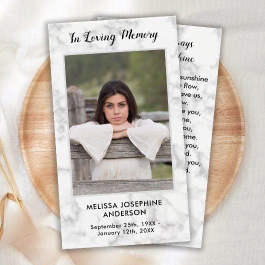 大理石葬儀記念写真悔やみや弔慰祈りの言葉カード