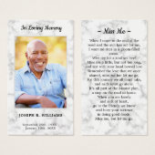 大理石葬式悔やみや弔慰写真記念祈りの言葉カード (正面&裏面)