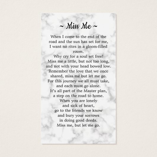 大理石葬式悔やみや弔慰写真記念祈りの言葉カード (裏面)