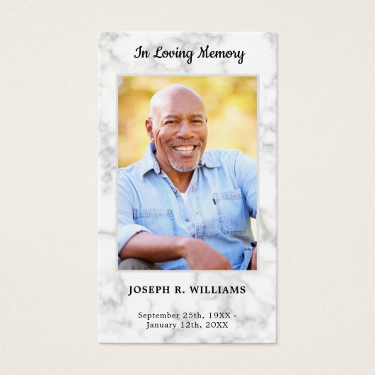 大理石葬式悔やみや弔慰写真記念祈りの言葉カード (正面)