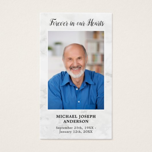 大理石葬式悔やみや弔慰写真記念祈りの言葉カード (正面)