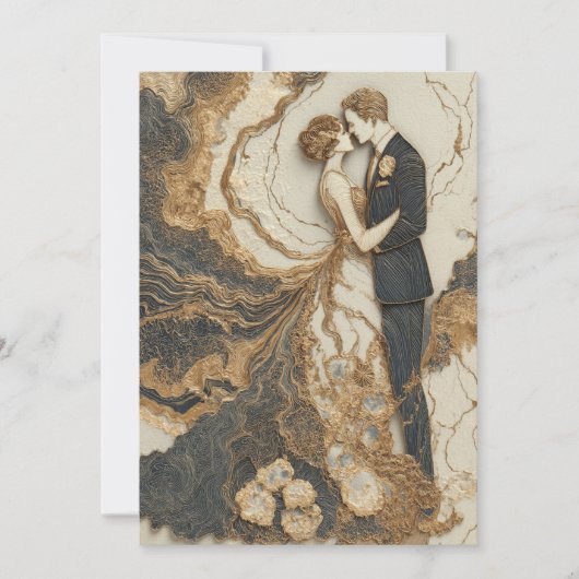 大理石製の誓い | シック線 招待状 (正面)