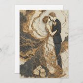 大理石製の誓い | シック線 招待状 (正面/裏面)