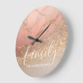 大理石製パーソナライズされた家族 ラージ壁時計 (傾斜)