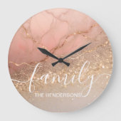 大理石製パーソナライズされた家族 ラージ壁時計 (正面)