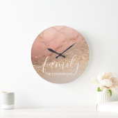 大理石製パーソナライズされた家族 ラージ壁時計 (ホーム)