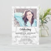 大理石記念写真葬式お祝い・オブ・ライフ 招待状 (スタンド正面)