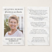 大理石記念葬儀写真祈りの言葉カード (正面&裏面)