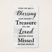 大理石記念詩写真記念祈りの言葉カード (裏面)