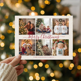 大理石調の上品なクリスマスコラージュ写真 シーズンポストカード
