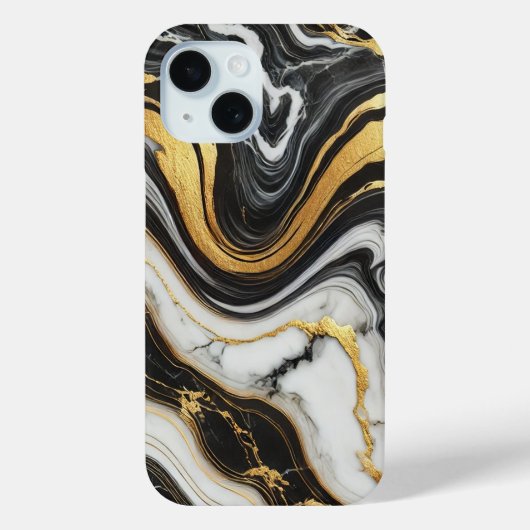 大理石調 ゴールド ブラック ホワイト ラグジュアリー ウェディング Case-Mate iPhoneケース (裏面)