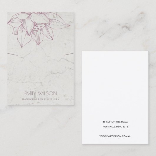 大理石赤面ピンクロータスシンプルネックレスディスプレイ 名刺 (正面/裏面)