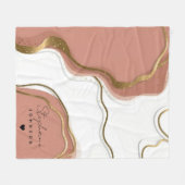 大理石赤面ピンク金ゴールドアゲートモノグラパーソナライズされたム フリースブランケット (正面(横))